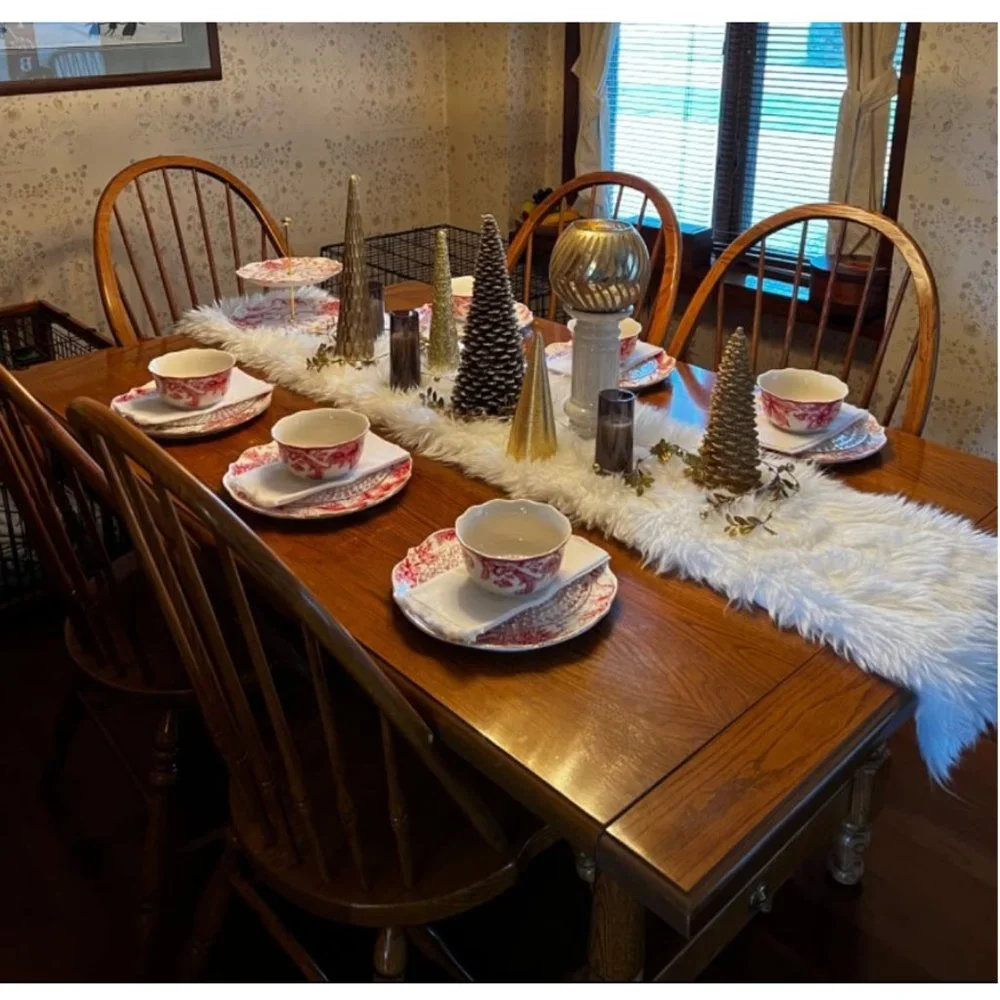 Christmas Table Runner Faux Fur Cloth Thanksgiving Decor Xmas Wedding Decoration